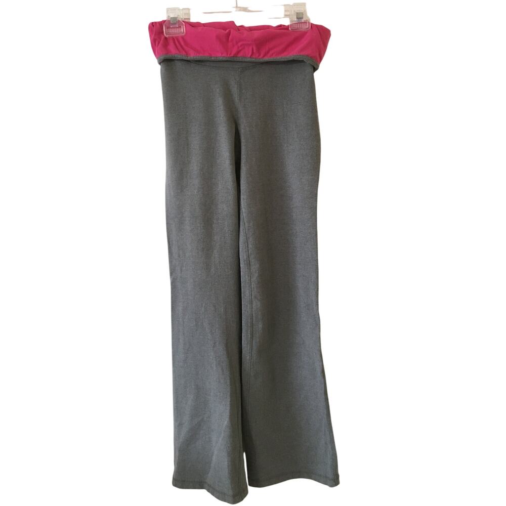 Zen Chi Flared Yoga Pants Size Large Gray & Pink High Waist